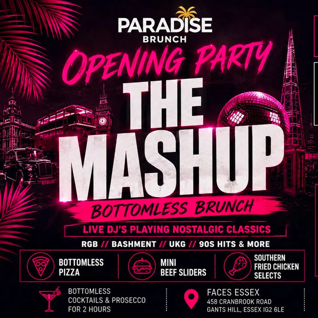 Paradise Brunch The Mash up Launch at Faces NightClub, UK