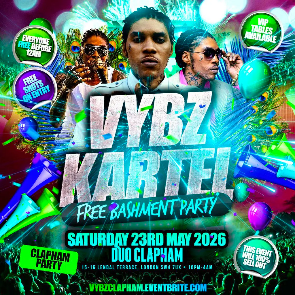 Vybz Kartel - Free Bashment Party - Everyone Free Before 12AM at Duo Clapham