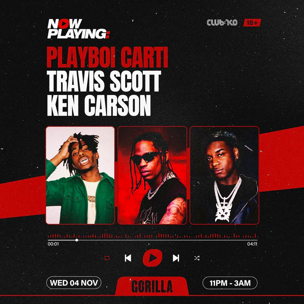 NOW PLAYING: Playboi Carti, Travis Scott & Ken Carson at Gorilla