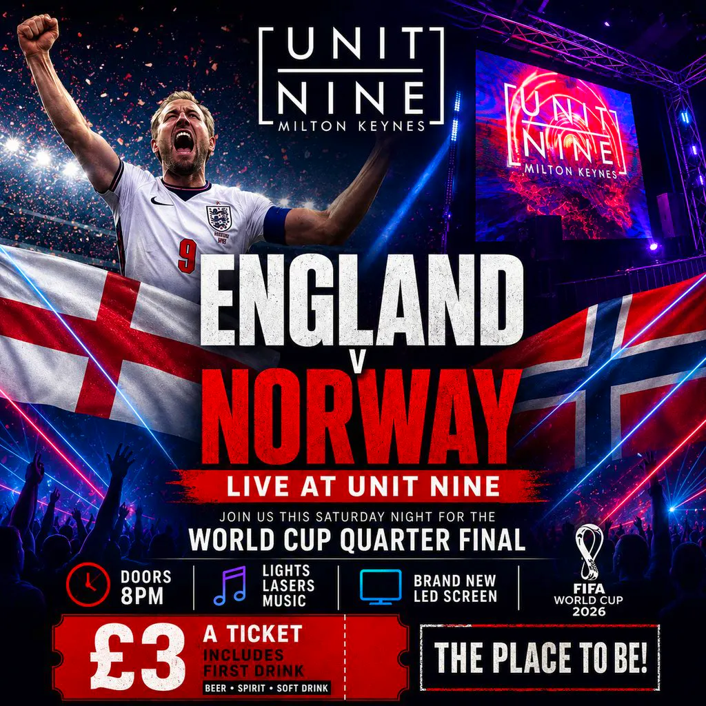 England v Norway World Cup QF LIVE - All Ages Welcome at Unit Nine