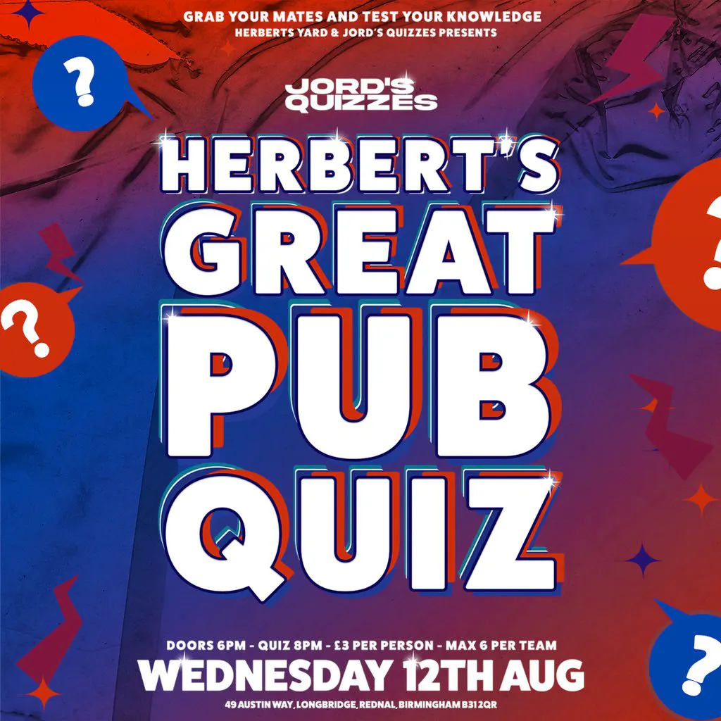 Herbert's Yard: August Pub Quiz at Herberts Yard