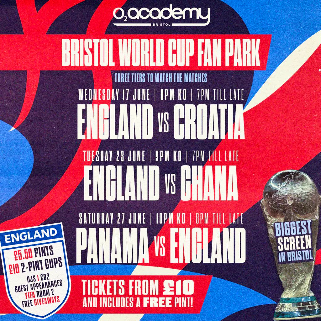 Bristol World Cup Fan Park - England vs Ghana! at O2 Bristol Academy