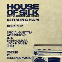 House of Silk - Birrmingham Tickets | The Tunnel Club Birmingham  | Sat 8th October 2022 Lineup