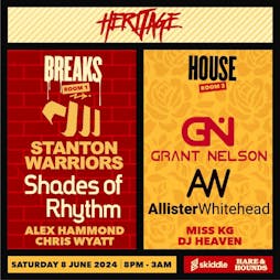 Heritage:Grant Nelson,Stanton Warriors,Allister Whitehead, S/O/R Tickets | Hare And Hounds Kings Heath Birmingham  | Sat 8th June 2024 Lineup