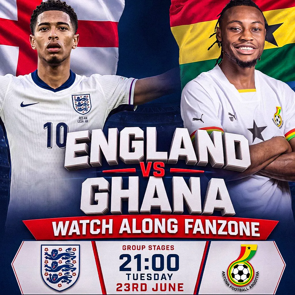 England World Cup 2026 Fanzone: England vs Ghana at The Emerald Theatre