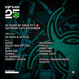 Virus 25: Part 3 Tickets | The Steel Yard London  | Sat 16th December 2023 Lineup