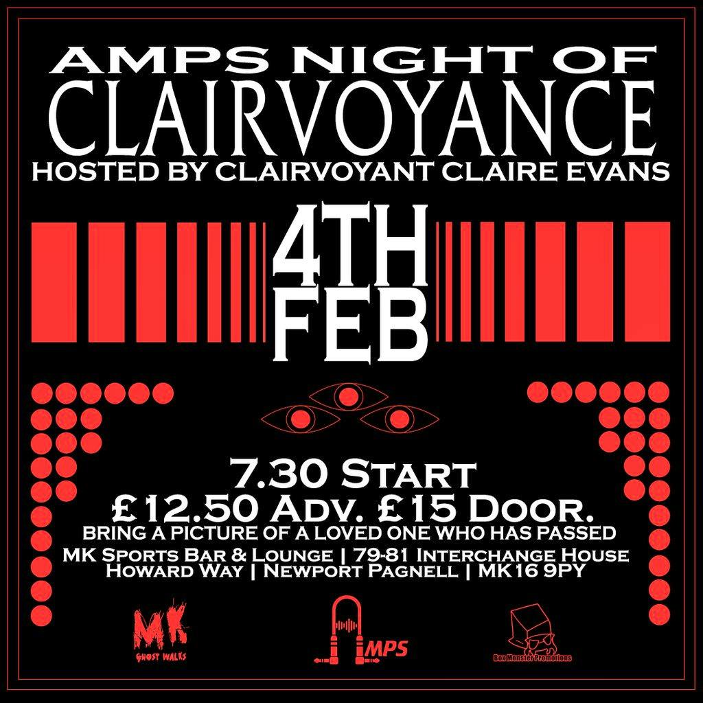 AMPS Night of Clairvoyance with Claire Evans at MK Sports Bar And Lounge