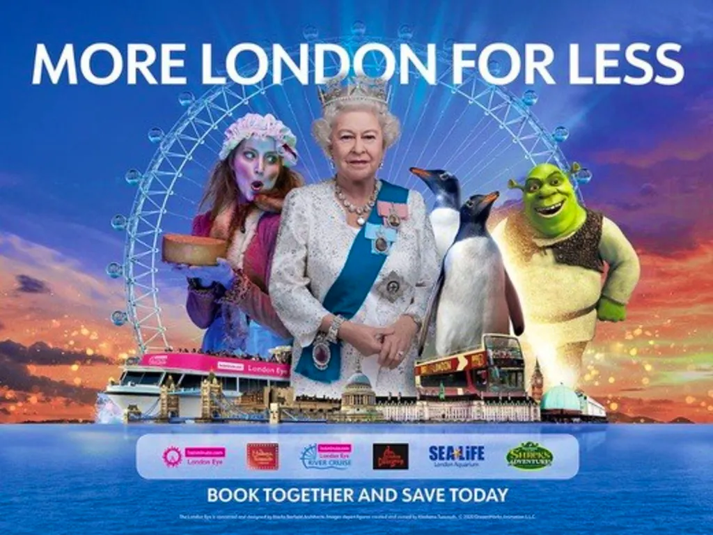 London Eye + Sea Life London + Shrek's Adventure - 3 Way Multi Attraction Passes at Riverside Building County Hall Westminster Bridge Road 