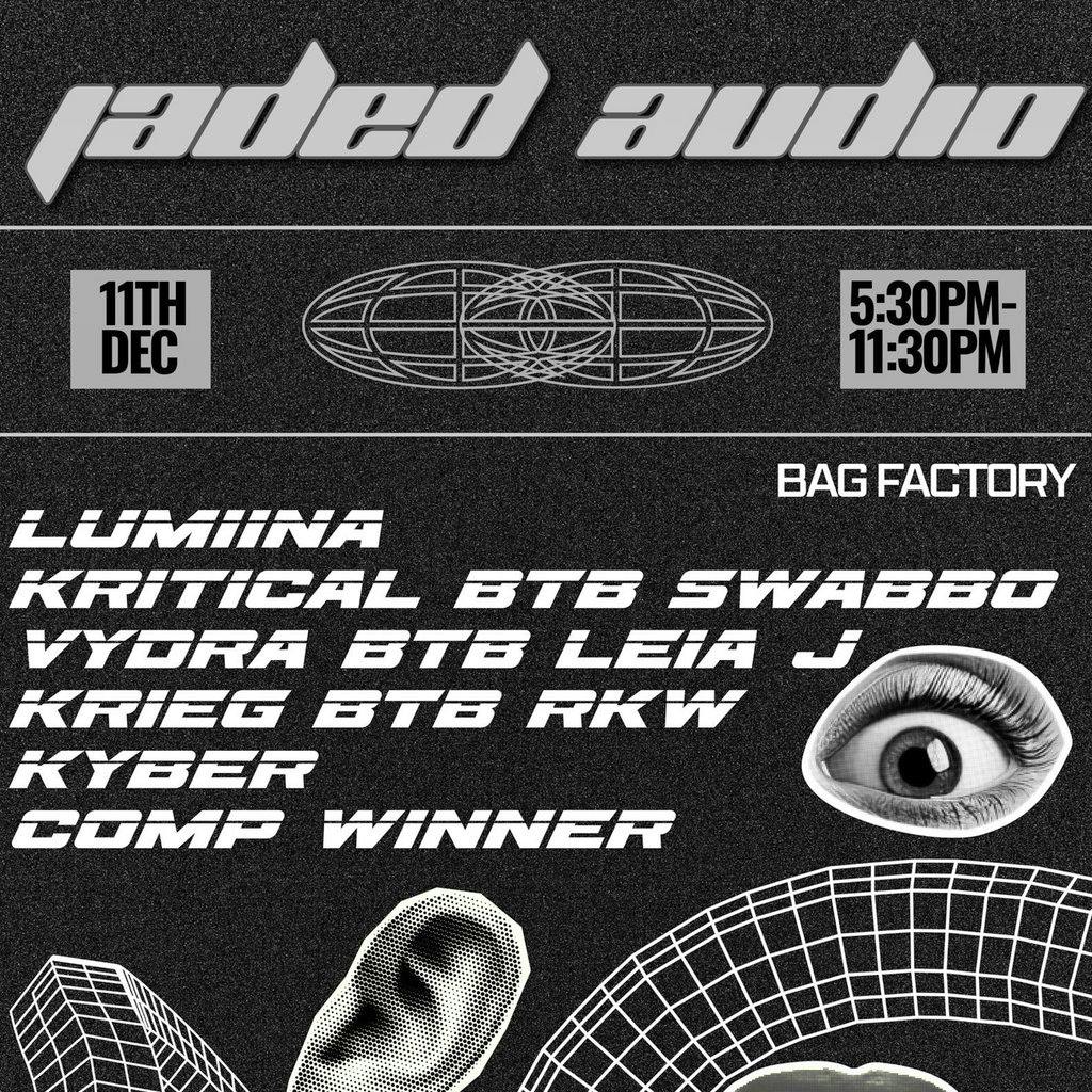 JADED AUDIO: Bag Factory 11th December at The Bag Factory