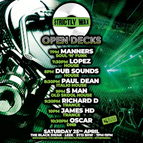 Strictly Wax presents open deck night @ The Black Swan, Leek