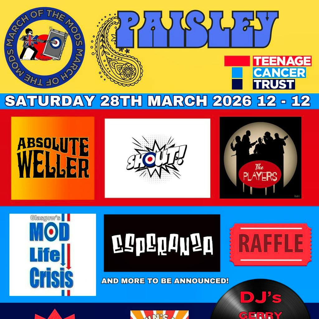 March Of The Mods Paisley For Teenage Cancer Trust at The Bungalow Bar