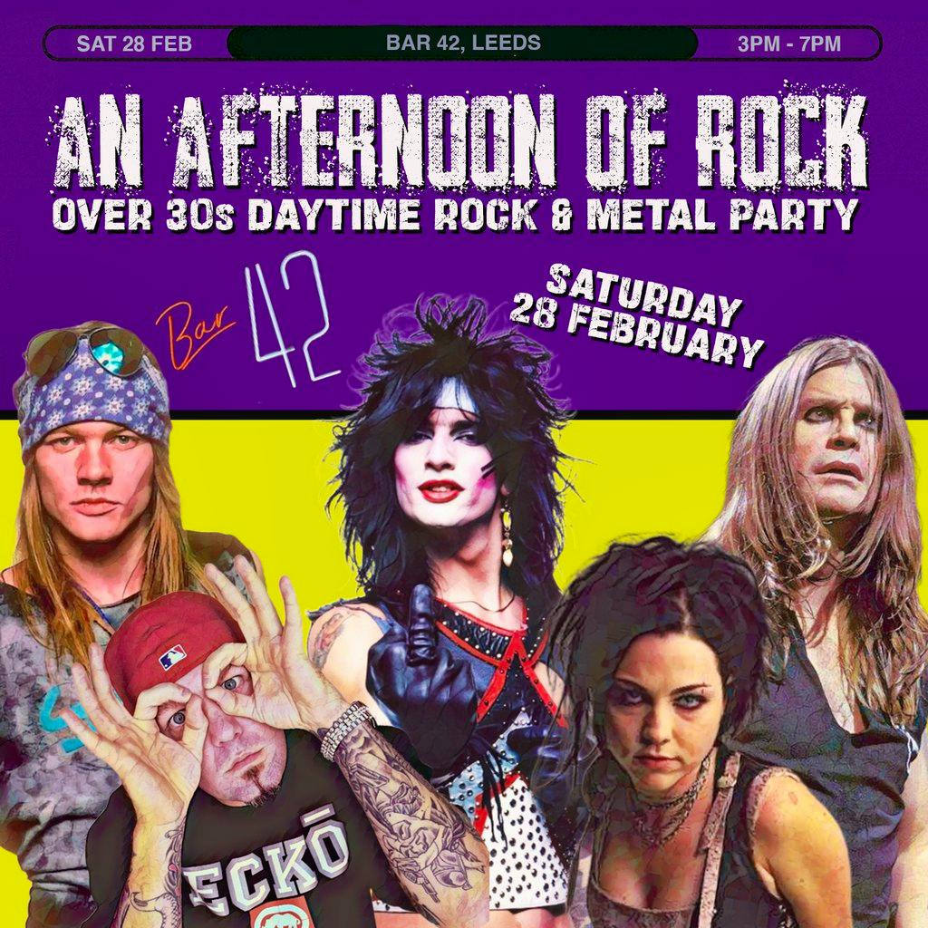 An Afternoon of Rock: LEEDS (Over 30s Rock/Metal) 3pm-7pm at Bar 42