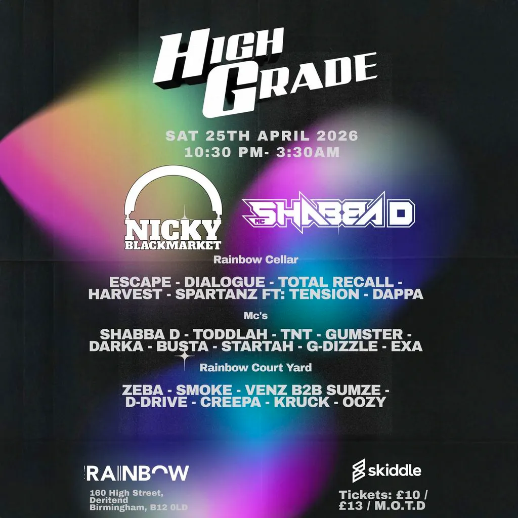 HIGH GRADE w/ Nicky Blackmarket & MC Shabba at The Rainbow Pub Digbeth