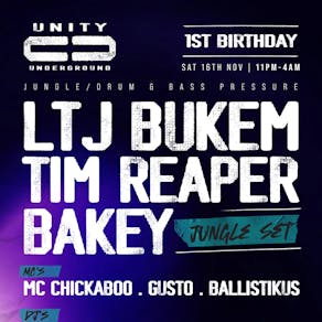 Unity Underground 1st Birthday - LTJ Bukem, Tim Reaper, Bakey +