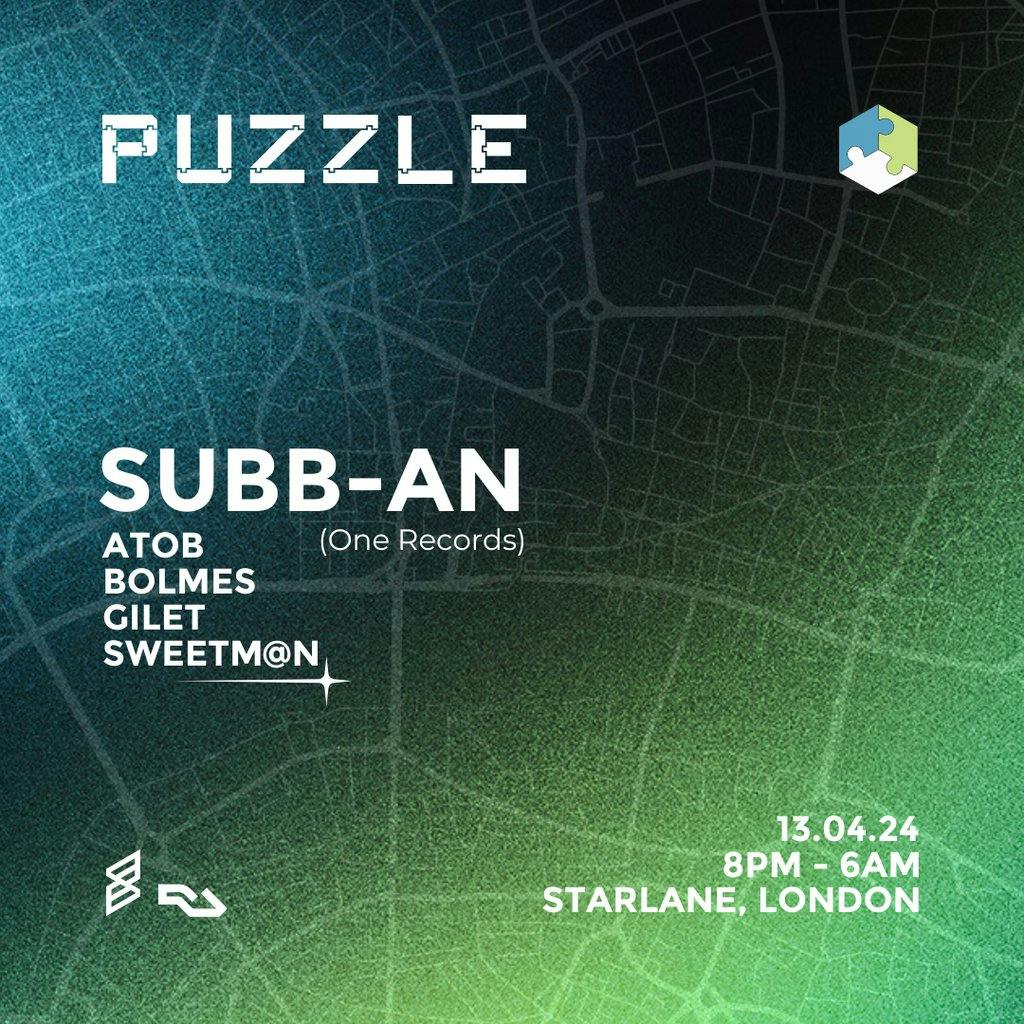 Puzzle Presents: Subb-an | Starlane Pizza Bar London | Sat 13th April ...