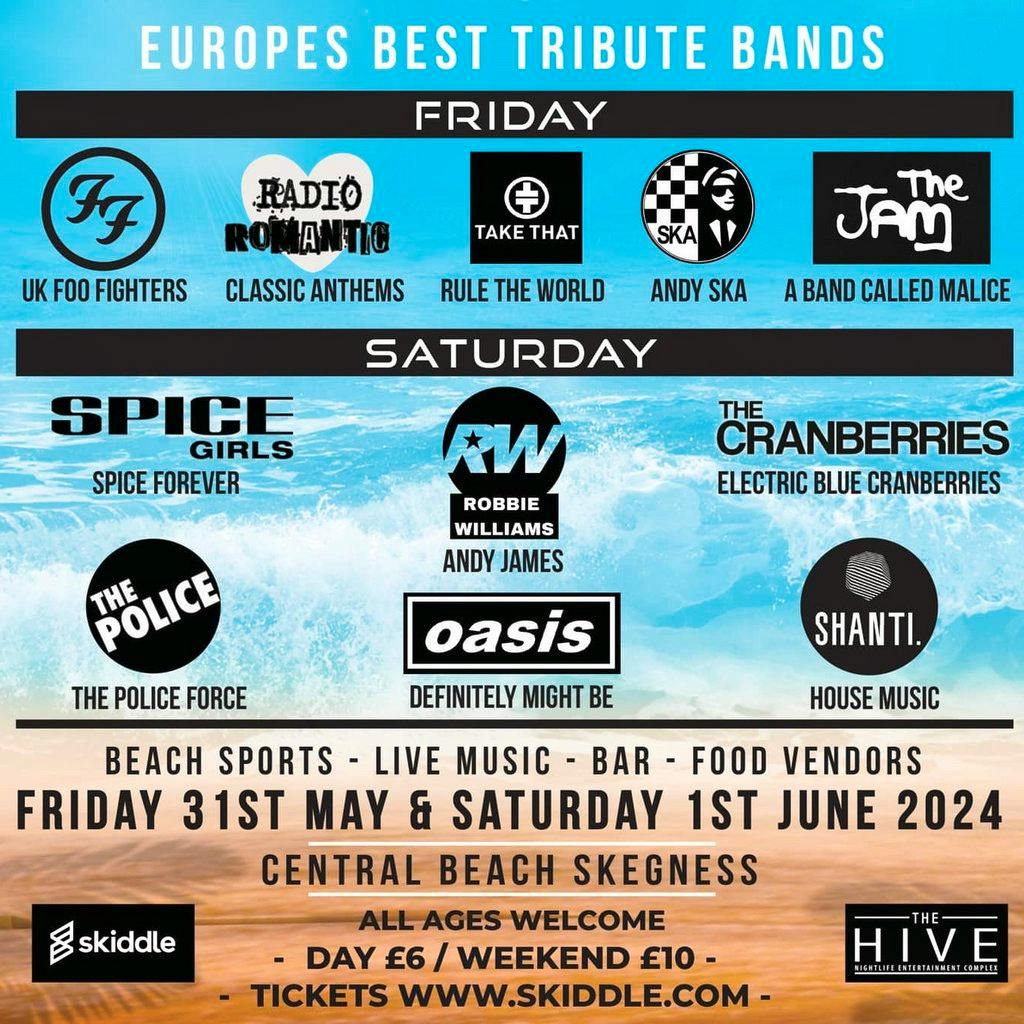 Beach Fest Skegness Skegness Beach Skegness Fri 31st May 2024 Lineup