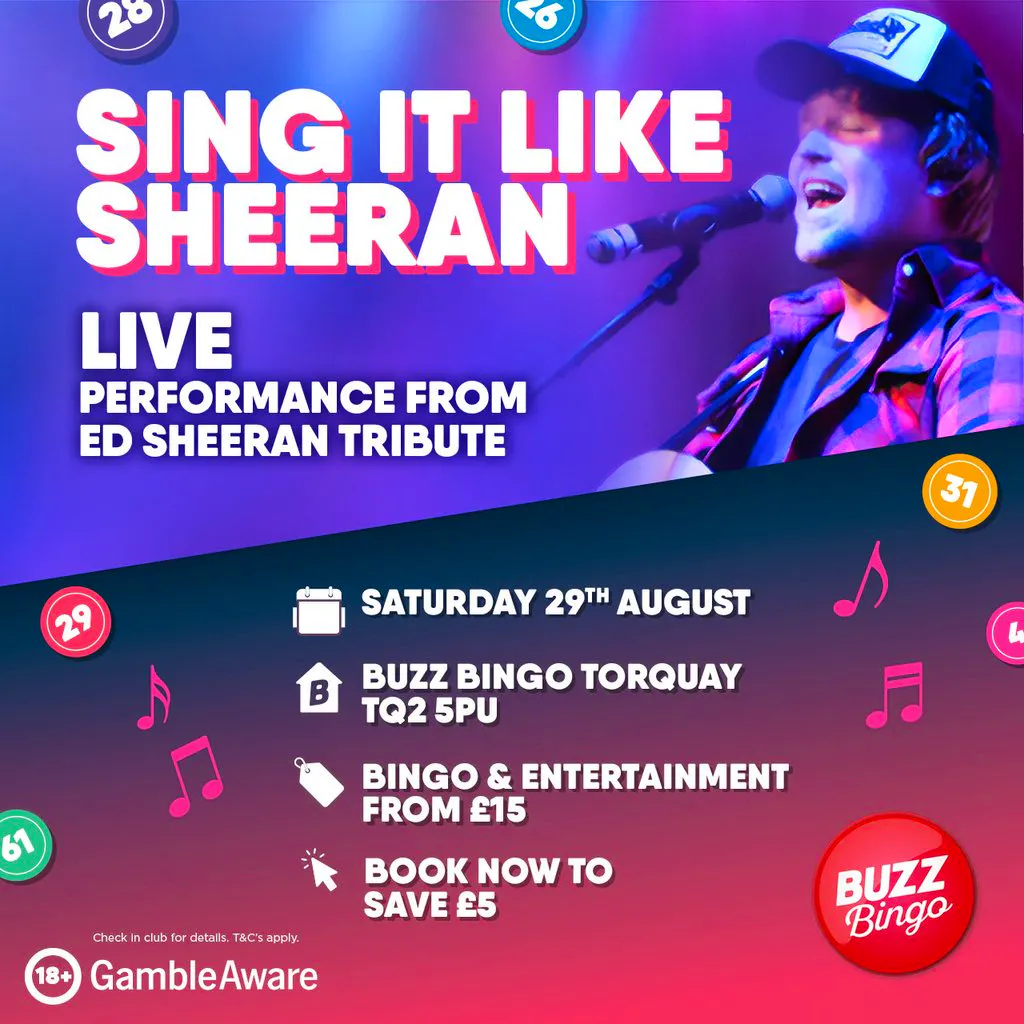 A tribute to Ed Sheeran - Buzz Bingo Torquay 29/08/2026 at Buzz Bingo Torquay