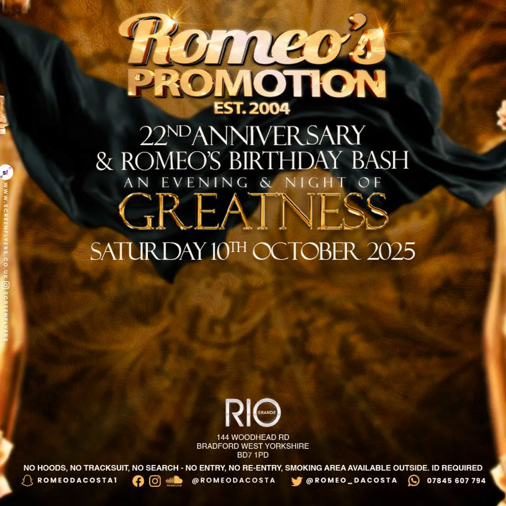 Romeo's Promotion - Greatness (Dinner, Comedy & Dance) at RIO GRANDE