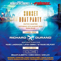 Trance Sanctuary & Friendz Sunset Boat Party 2022 Tickets | Dutch Master Party Boat London  | Sat 6th August 2022 Lineup