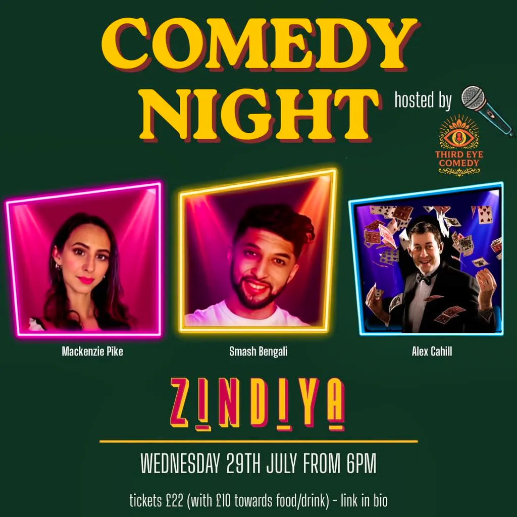 Comedy Night at Zindiya - Wednesday 29th July 2026 at Zindiya