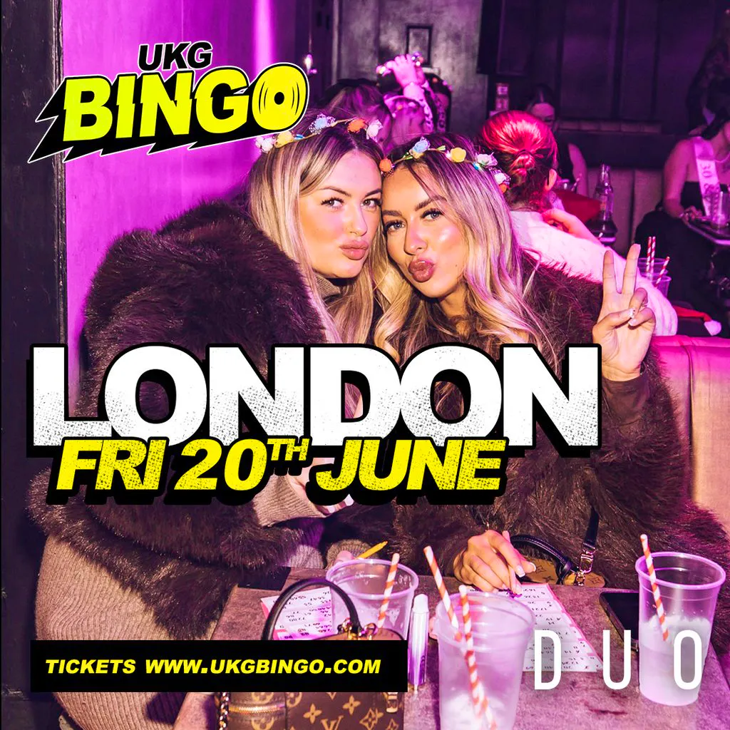 UKG BINGO Sat 20th June London at Duo Clapham