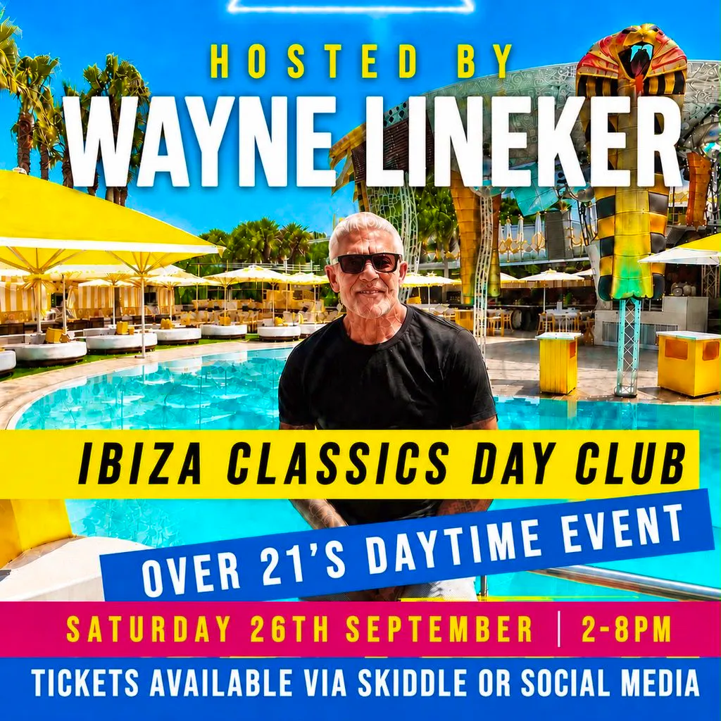 Ibiza classics hosted by WAYNE LINEKER day club at Bushwackers Birmingham