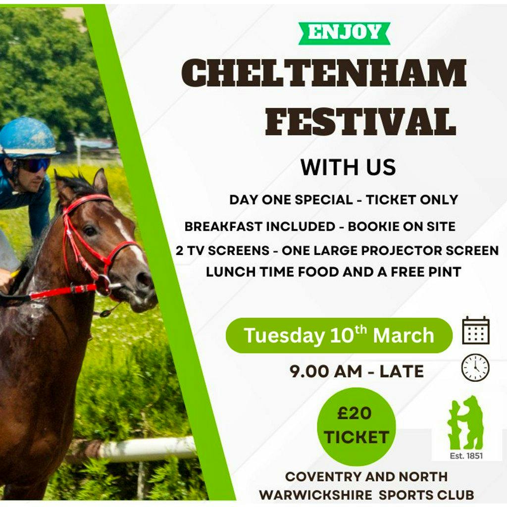 Cheltenham Festival - Day 1 - Tuesday 10th March 2026 at Coventry And North Warwickshire Cricket Club