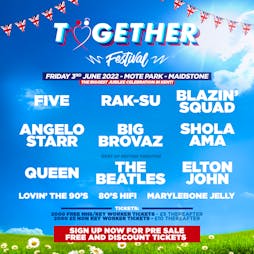 Together Festival 2022 Tickets | Mote Park Maidstone, Kent  | Fri 3rd June 2022 Lineup