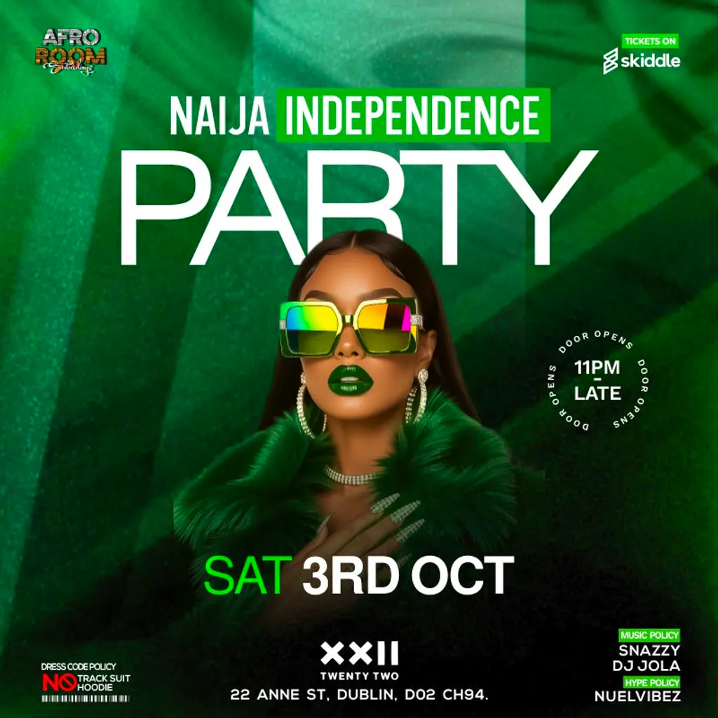 Afro Room Nigerian Independence Party At Club 22 Sat 3rd Oct at Twenty Two Night Club