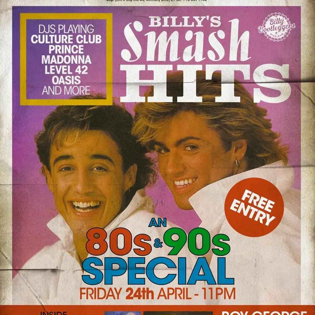 Billy's Smash Hits - An 80's & 90's Special at Billy Bootleggers Nottingham