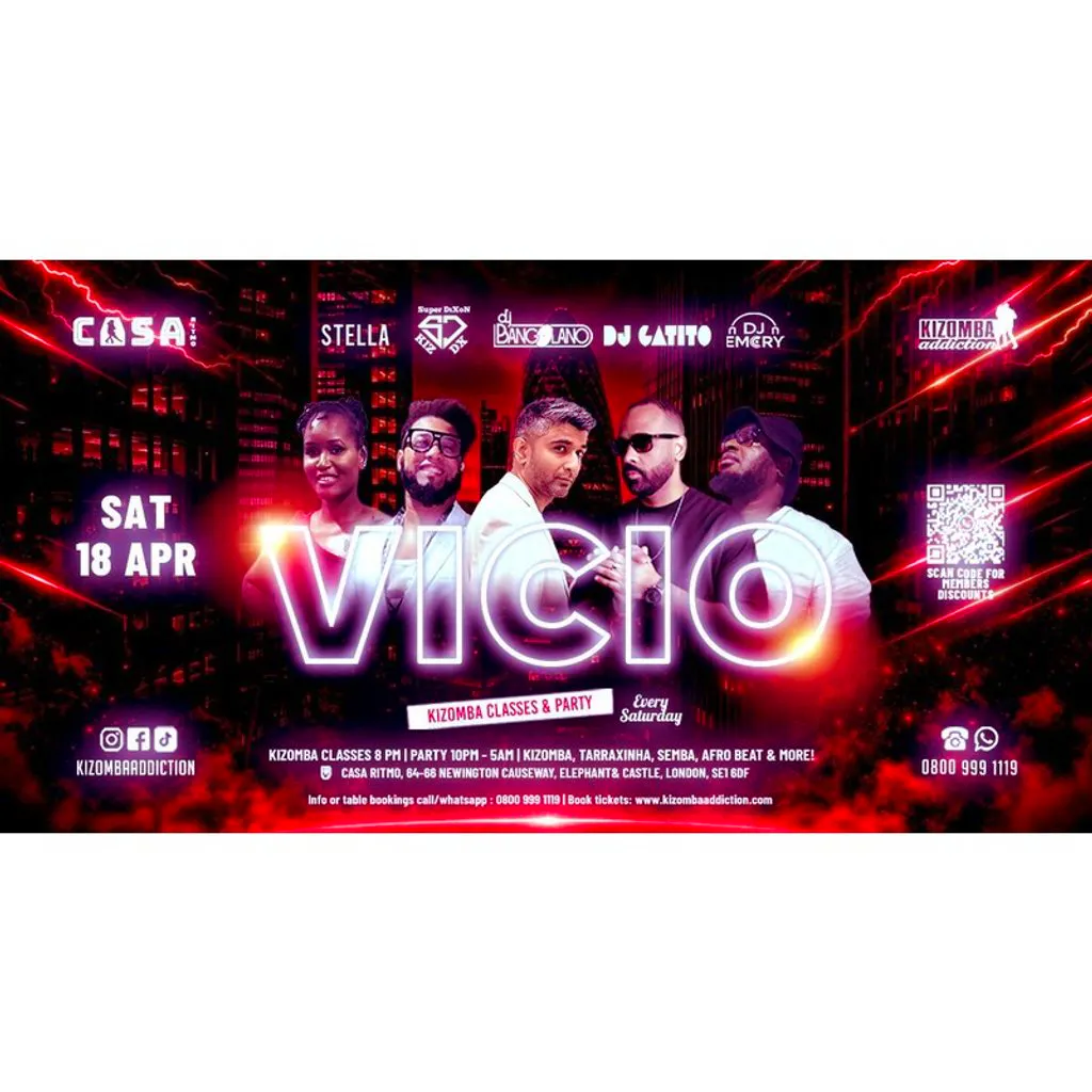 London's No.1 Kizomba Party: Vicio -  with DJ Bangolano at Casa Ritmo   Elephant And Castle)