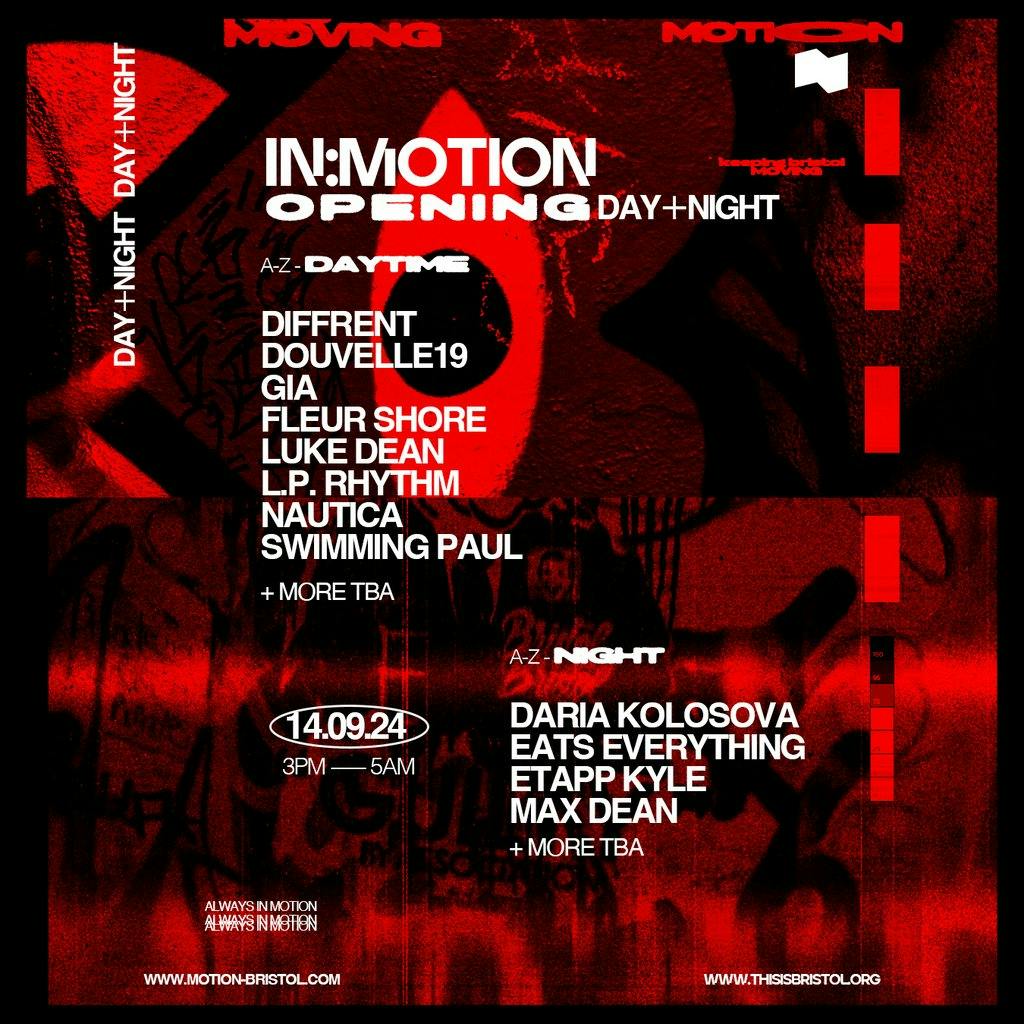 In:Motion Opening Day - Fleur Shore, Luke Dean, Diffrent & more Tickets ...