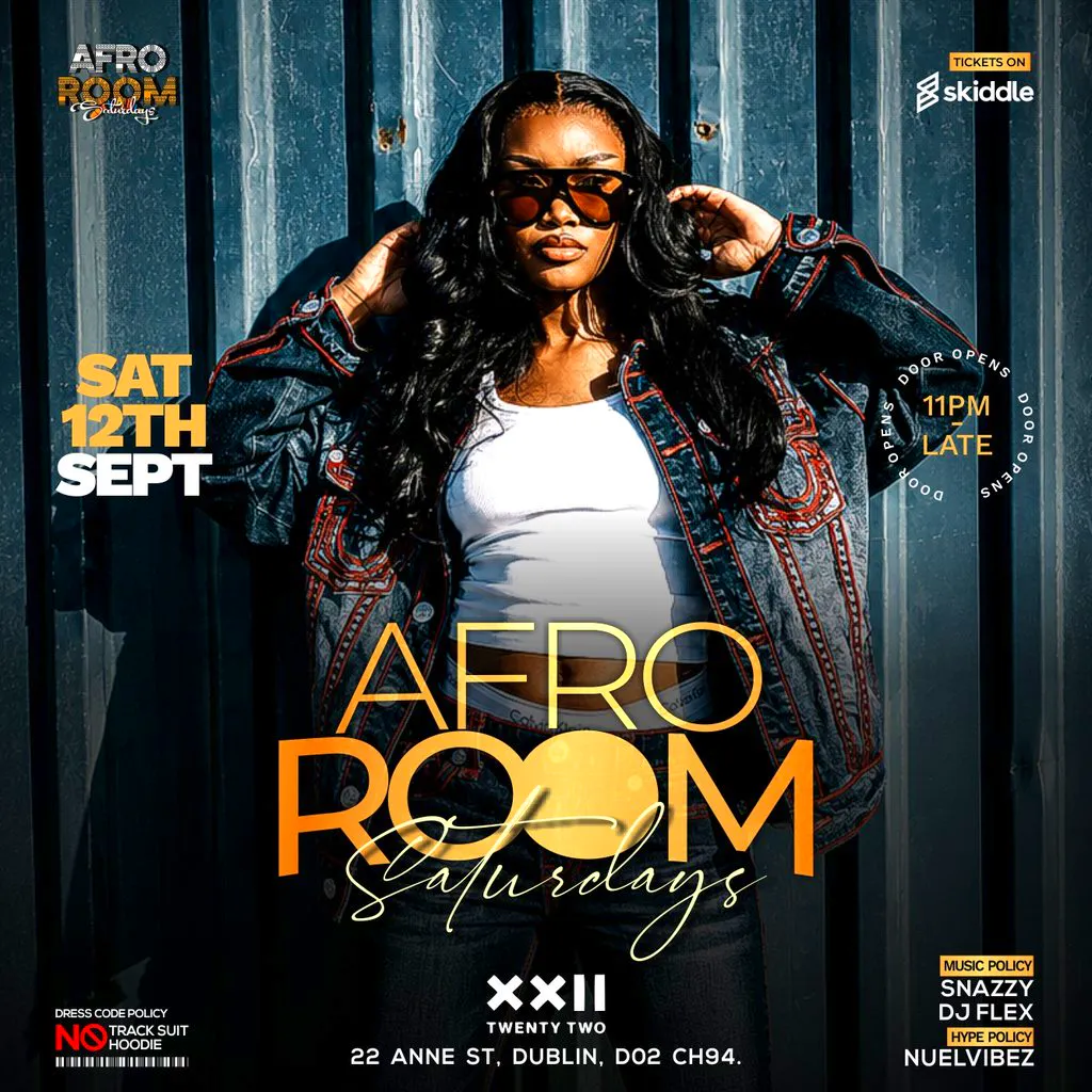 Afro Room Afrobeats & Amapiano Party At Club 22 Sat 12th Sept at Twenty Two Night Club