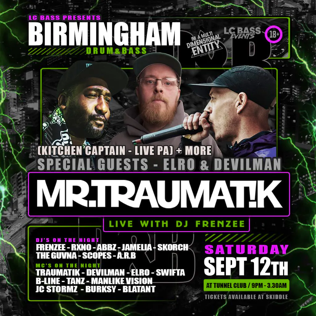 Mr Traumatik tour 2026 ft DEVILMAN & ELRO at Tunnel Club Birmingham