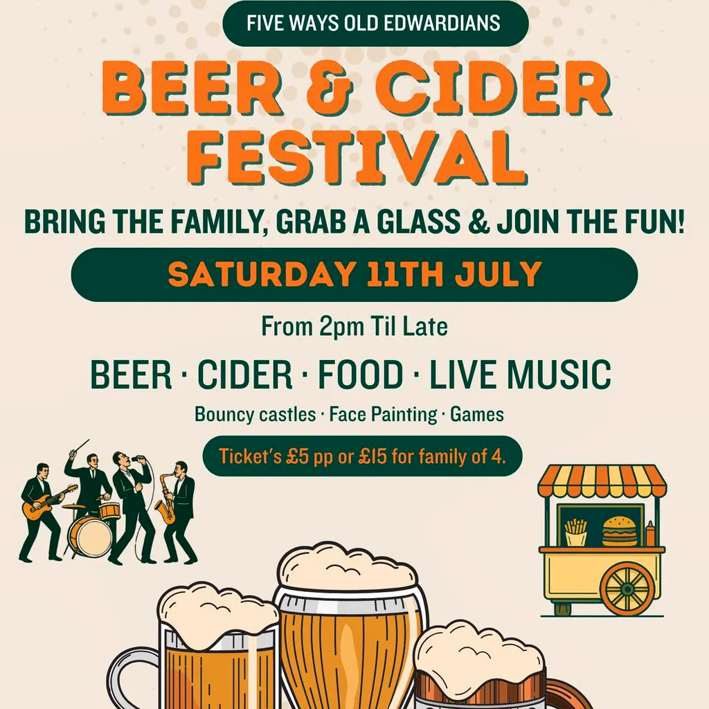 Beer & Cider Summer Festival at Five Ways Old Edwardians Sports Club