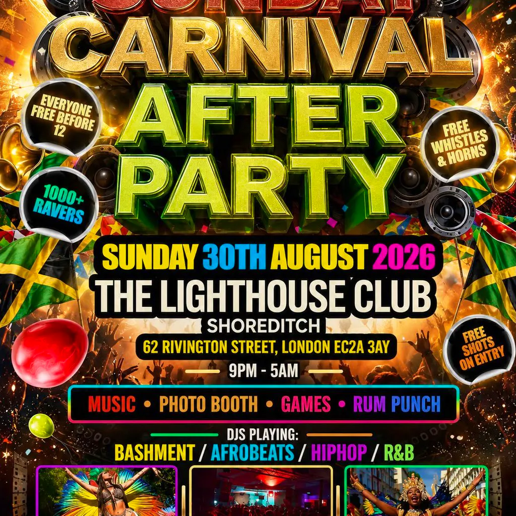 Sunday Carnival After Party - Everyone Free Before 12AM at The Lighthouse Bar And Club