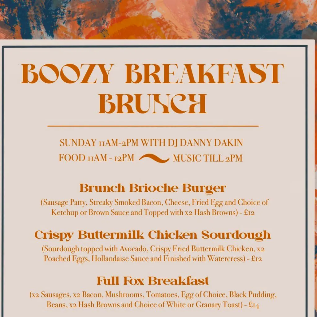Sunday Boozy Breakfast Brunch with DJ Danny Dakin at The Fox Inn Stourton