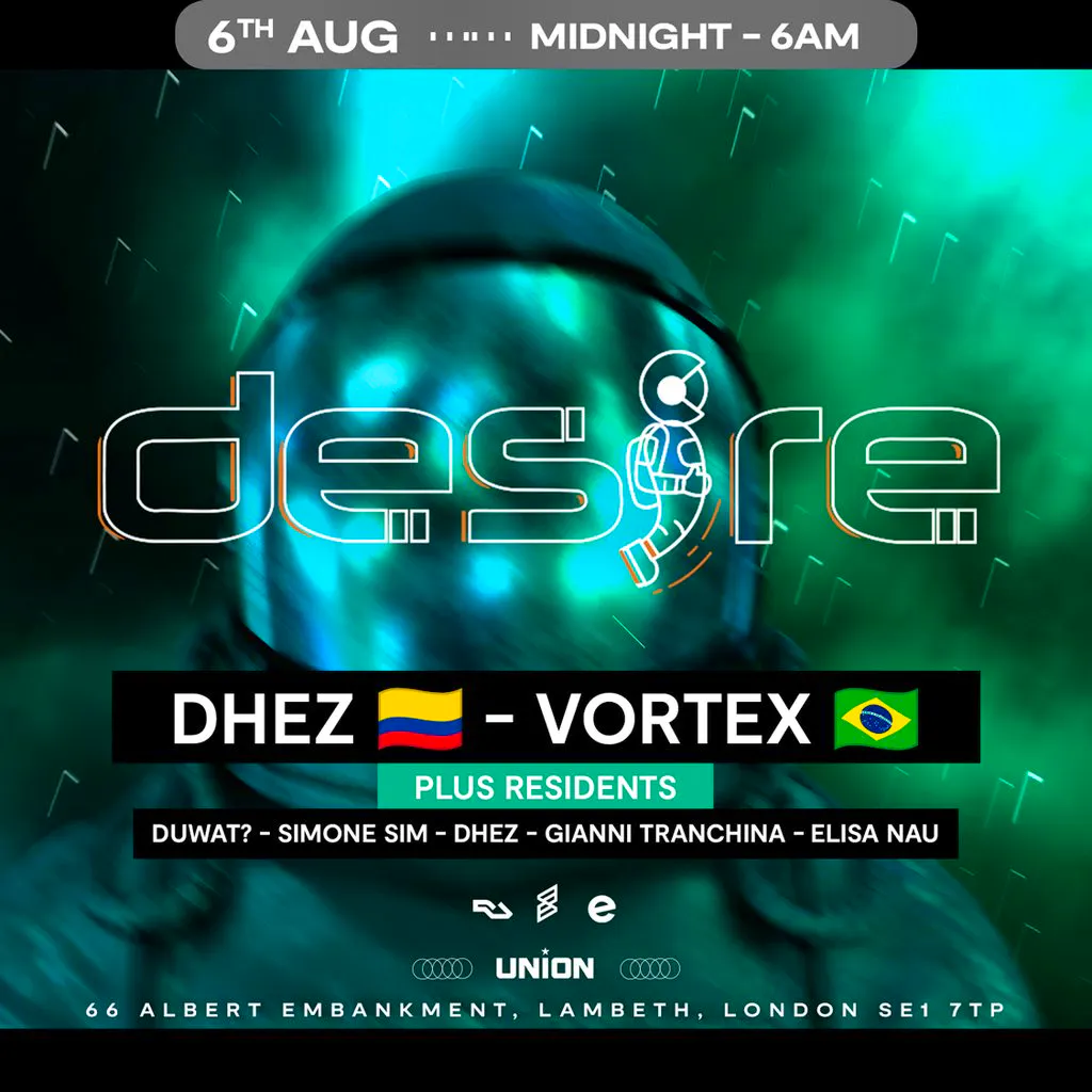 DESIRE - Weekly Thursday After Party - DHEZ and VORTEX at Union Club Vauxhall