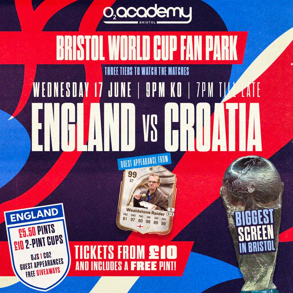 Bristol World Cup Fan Park - England vs Croatia! at O2 Bristol Academy