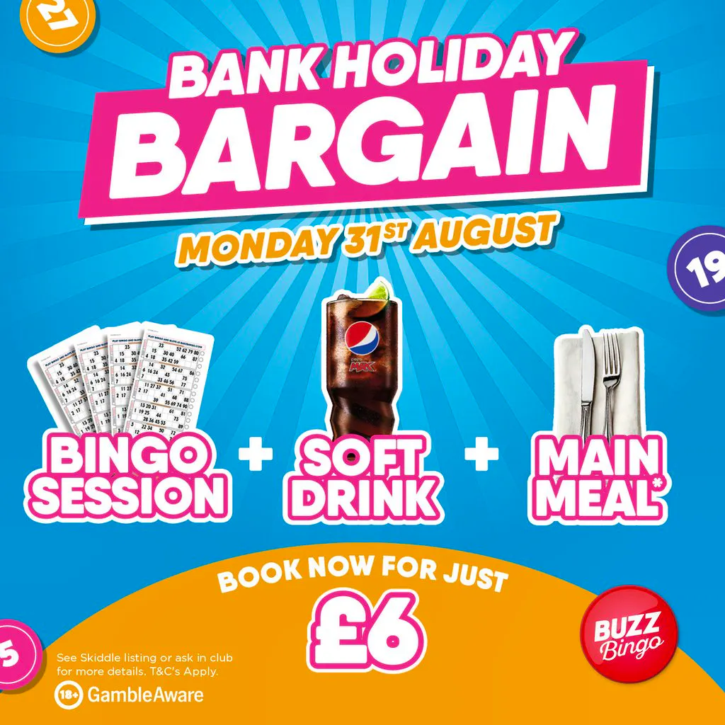 Bank Holiday Bargain - Buzz Bingo Stockport 31/08 at Buzz Bingo Stockport