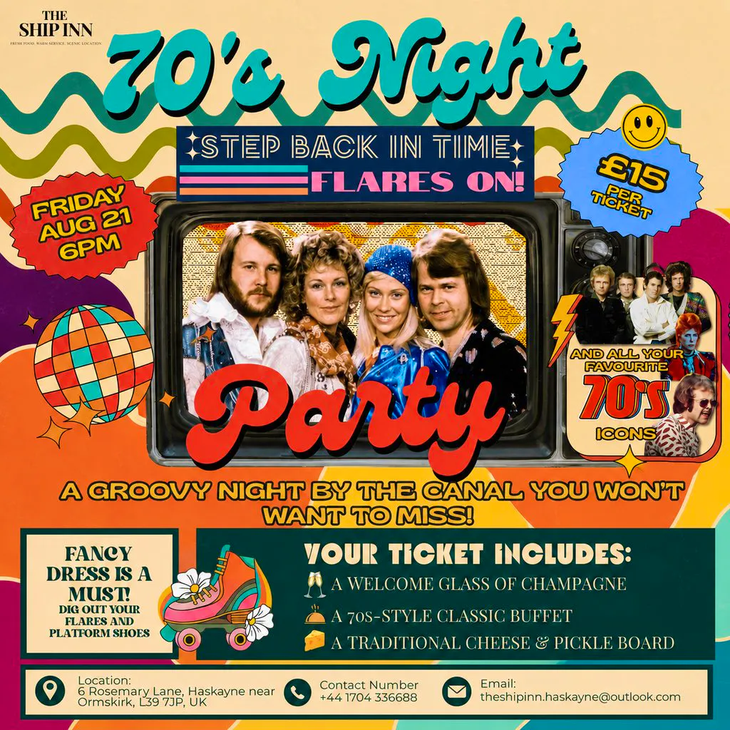70s Disco Night at The Ship Inn at 6 Rosemary Lane, Haskayne Near Ormskirk, L39 7JP, UK