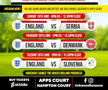 England vs Denmark - Euro Group Game 2 - Richmond Fanzone Surrey