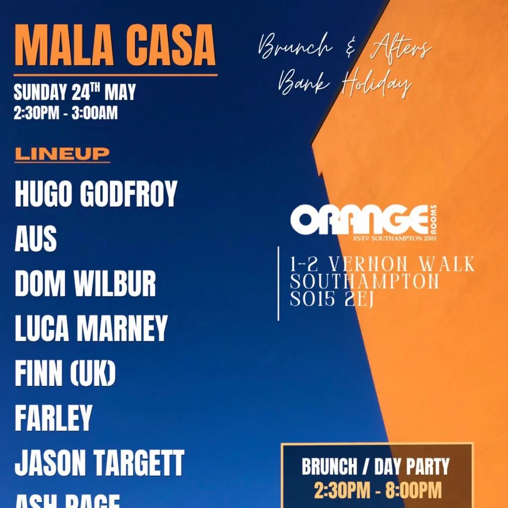 Mala Casa - Orange Rooms - Brunch & Afters at Orange Rooms Southampton