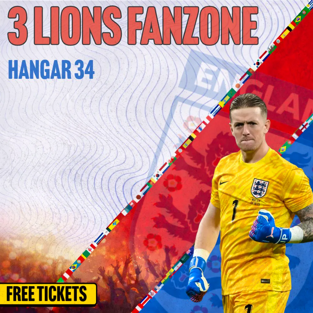 3 Lions FREE Fanzone: England vs Croatia at Hangar 34