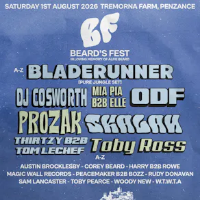 Beard's Fest 2026 - Bladerunner, prozak, Toby ross, DJ cosworth