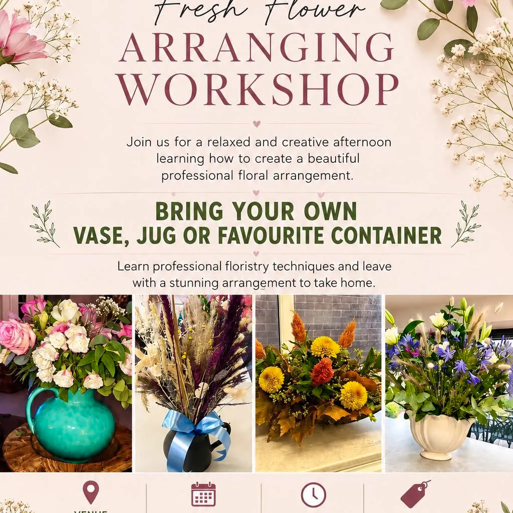 Fresh Flower Arranging Workshop at Angels Cut Bar