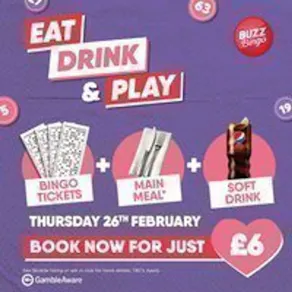 Eat, Drink & Play - Buzz Bingo Washington 26/02