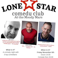 Comedy Dan Evans, Stefano Paolini, Russell Arathoon. at The Moody Mare