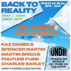 Back To Reality - House & Garage Summer Party at UNDR Ladbroke Grove