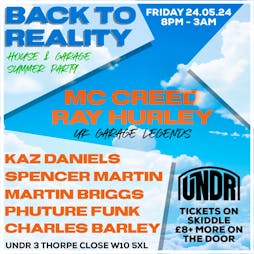 Back To Reality - House & Garage Summer Party Tickets | UNDR Ladbroke Grove London  | Fri 24th May 2024 Lineup